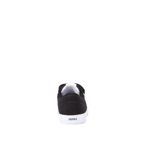 Supra Kids STACKS II VULC VELCRO Black/White/white Low Top Shoes | CA-77793